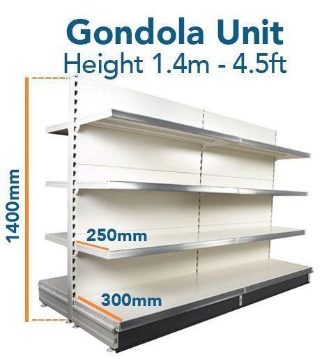 Gondola Shelving Unit 140cm x Base 30cm x Top Shelves 25cm - Middle Shelf - Image 4