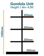 Gondola Shelving Unit 140cm x Base 30cm x Top Shelves 25cm - Middle Shelf - Image 3