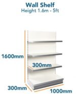 Wall Shelf 5 feet - 1.6m Base 370mm (15inch) Top Shelves 370mm (15inch) shop shelving - Image 4