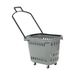 Grey Rolling Shopping Baskets 33L