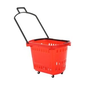 Red Rolling Shopping Baskets 33L