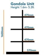 Gondola Shelving Unit 160cm x Base 57cm x Top 47cm - Double Side - Image 2