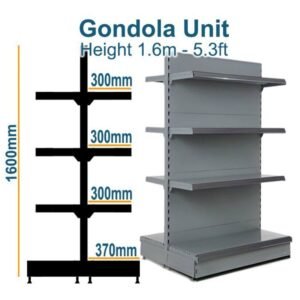 Gondola Shelving Unit 160cm x Base 37cm x Top 30 - Double Side