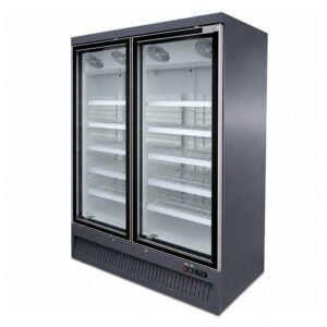 Upright Two Glass Door Display Chiller Fridge - Kaya 137cm - Hinge Door