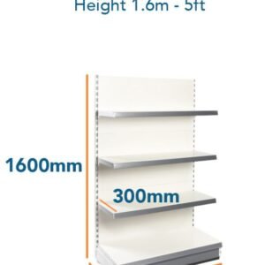Wall Shelf 5 feet - 1.6m Base 370mm (15 inch) Top Shelves 300mm (1feet) shop shelving