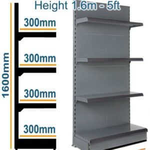 Wall Shelf Slim 5 feet - 1.6m Base 300mm (1feet) Top Shelves 300mm (1feet) shop shelving